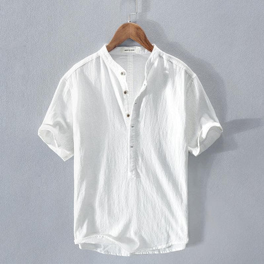 Men's Shirt - Light and Breathable - Henley Collar - Short Sleeve - Casual Fit