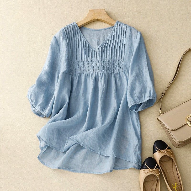 Relaxed Fit Pleated Blouse for Women – Comfortable Casual Style