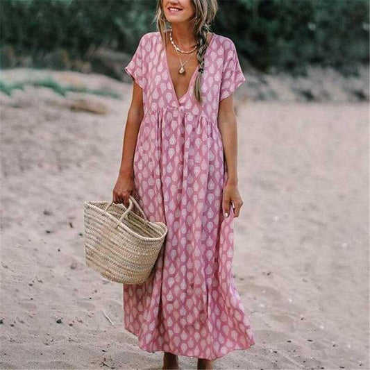 Marion - Bohemian Dress with V-Neckline