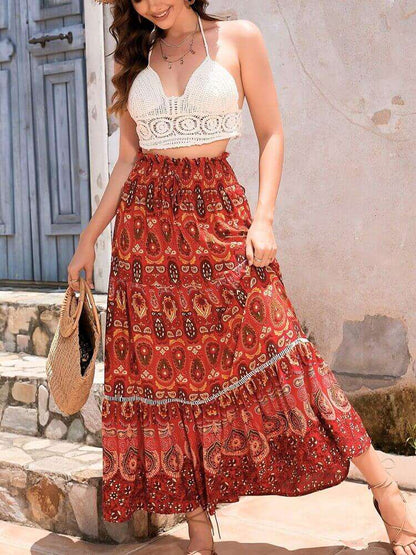 Women's Maxi Skirt – Bohemian Style – Lightweight Breathable Fabric – Flowy and Comfortable
