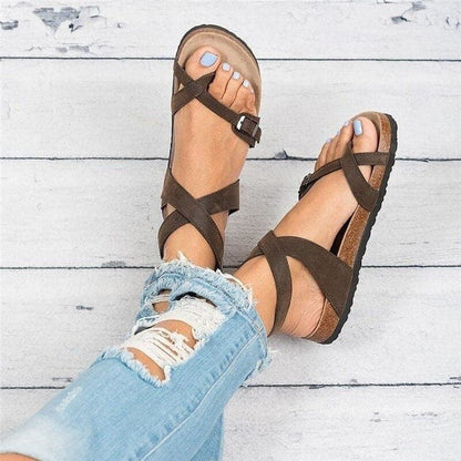 Women's Sandals - Ergonomic Comfort - Adjustable Straps - Flat Sole with Shock Absorption