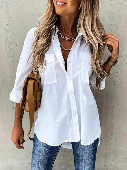 Women's Shirt - Classic Fit - Long Sleeve - Button Closure - Chest Pockets