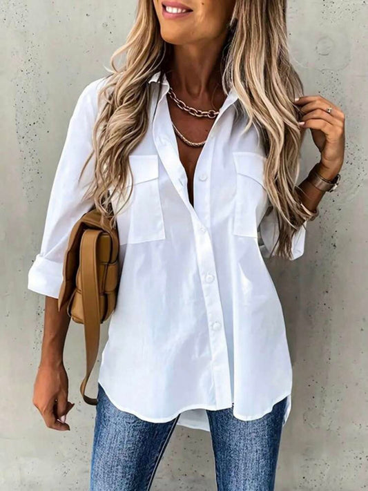 Women's Shirt - Classic Fit - Long Sleeve - Button Closure - Chest Pockets