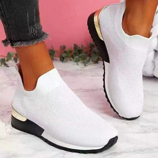 Women's Slip-on Sneakers - Breathable Knit Mesh - Shock Absorbing Sole - Comfort Fit