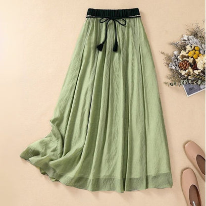 Pleated A-Line Maxi Skirt for Women – Comfortable Casual Style
