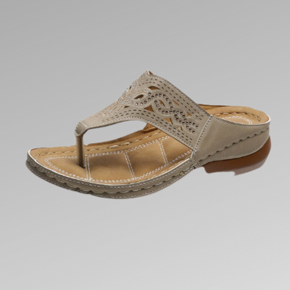 Women's Sandals - Toe Strap Design - Ergonomic Shock-Absorbing Sole - Breathable Embellished Upper