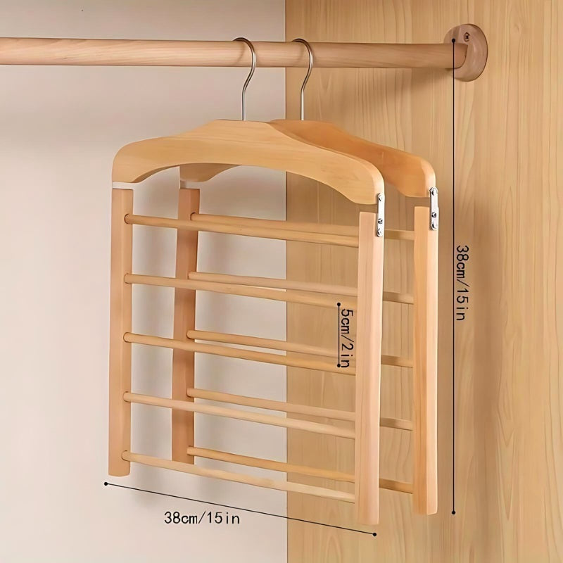 Contemporary Oak Multi-Bar Pants Hanger