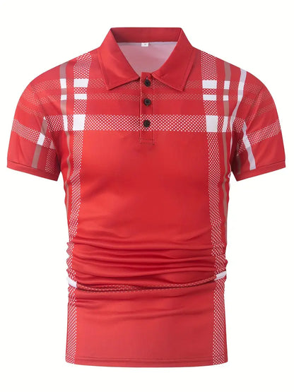 Men's Polo Shirt - Slim Fit - Short Sleeve - Classic Collar - Checkered Design