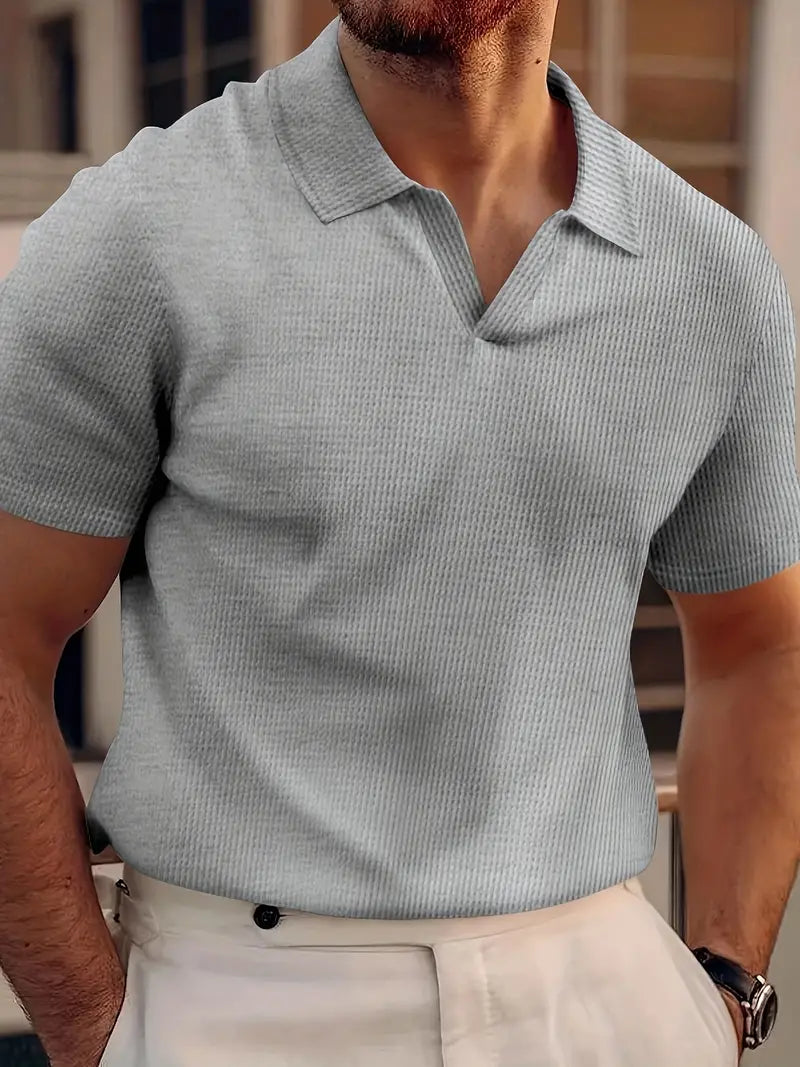 Men's Polo Shirt – Slim Fit – Short-Sleeved – Soft Ribbed Knit – Classic Collar