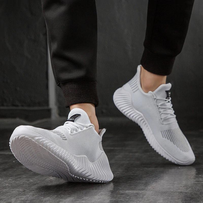 Men's Training Shoes - Breathable Knit Upper - Shock-Absorbing Sole - Lace-Up Closure