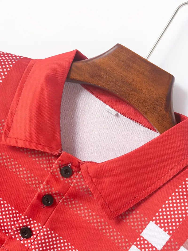 Men's Polo Shirt - Slim Fit - Short Sleeve - Classic Collar - Checkered Design