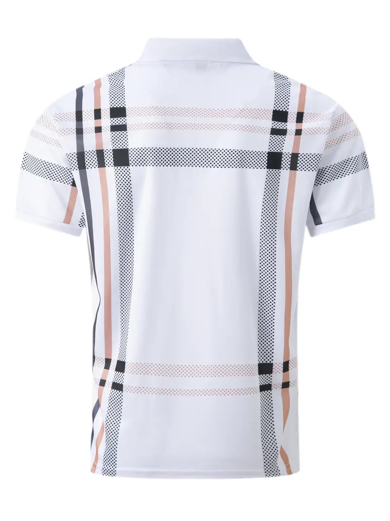 Men's Polo Shirt - Slim Fit - Short Sleeve - Classic Collar - Checkered Design