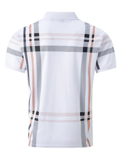 Men's Polo Shirt - Slim Fit - Short Sleeve - Classic Collar - Checkered Design