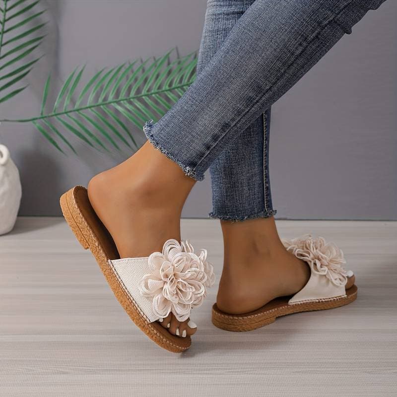 Women's Sandals - Flat Sole - Floral Detail - Comfort & Style for Everyday