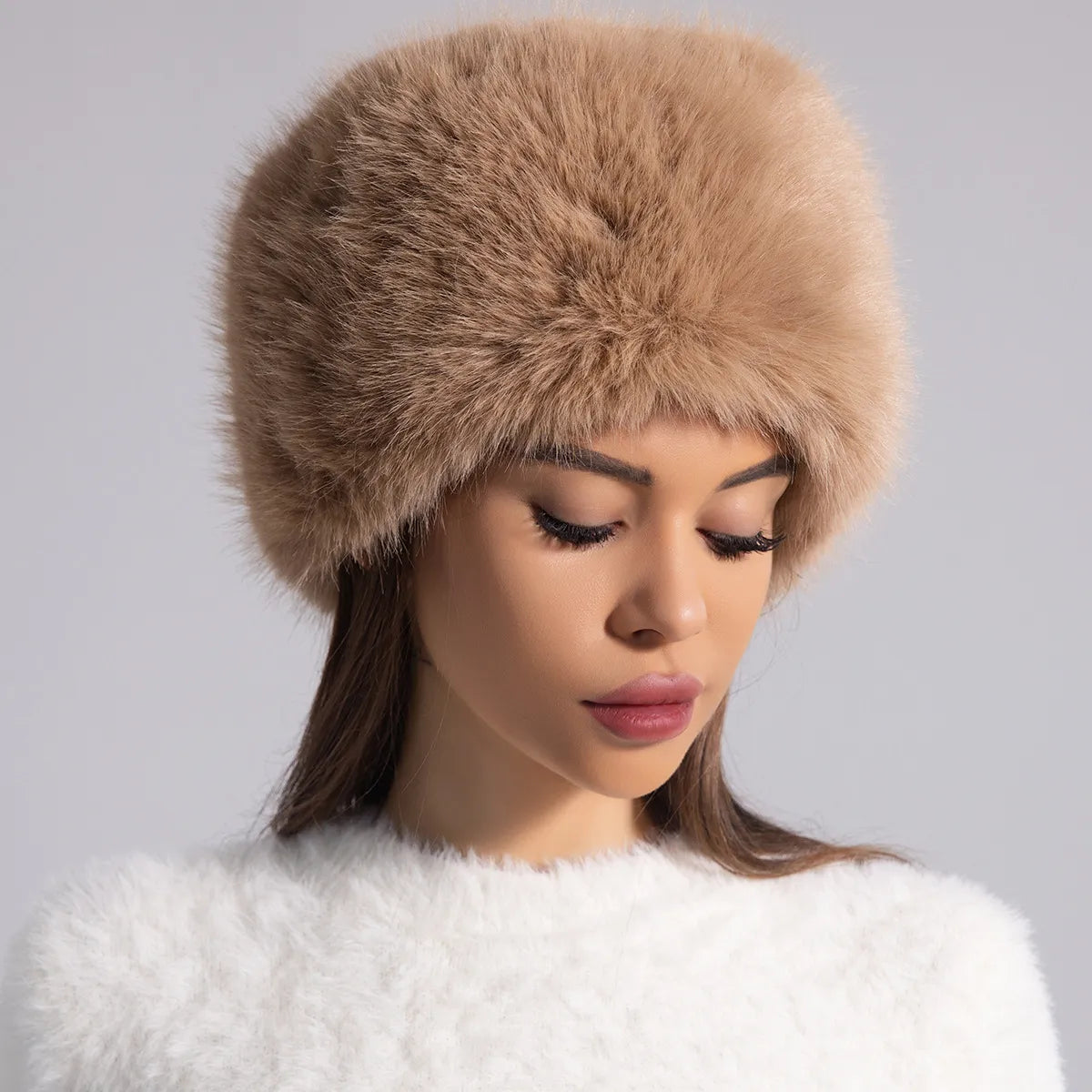 Isla Fitted Faux Fur Hat | Solid Full Crown Faux Fur Hat
