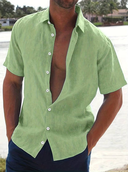 Men's Shirt - Short-Sleeved Button-Up - Classic Collar - Regular Fit - Breathable
