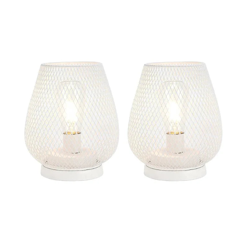 Industrial Metal Mesh Table Lamp with Warm LED