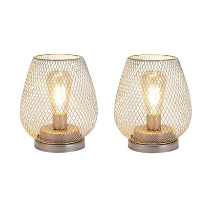 Industrial Metal Mesh Table Lamp with Warm LED