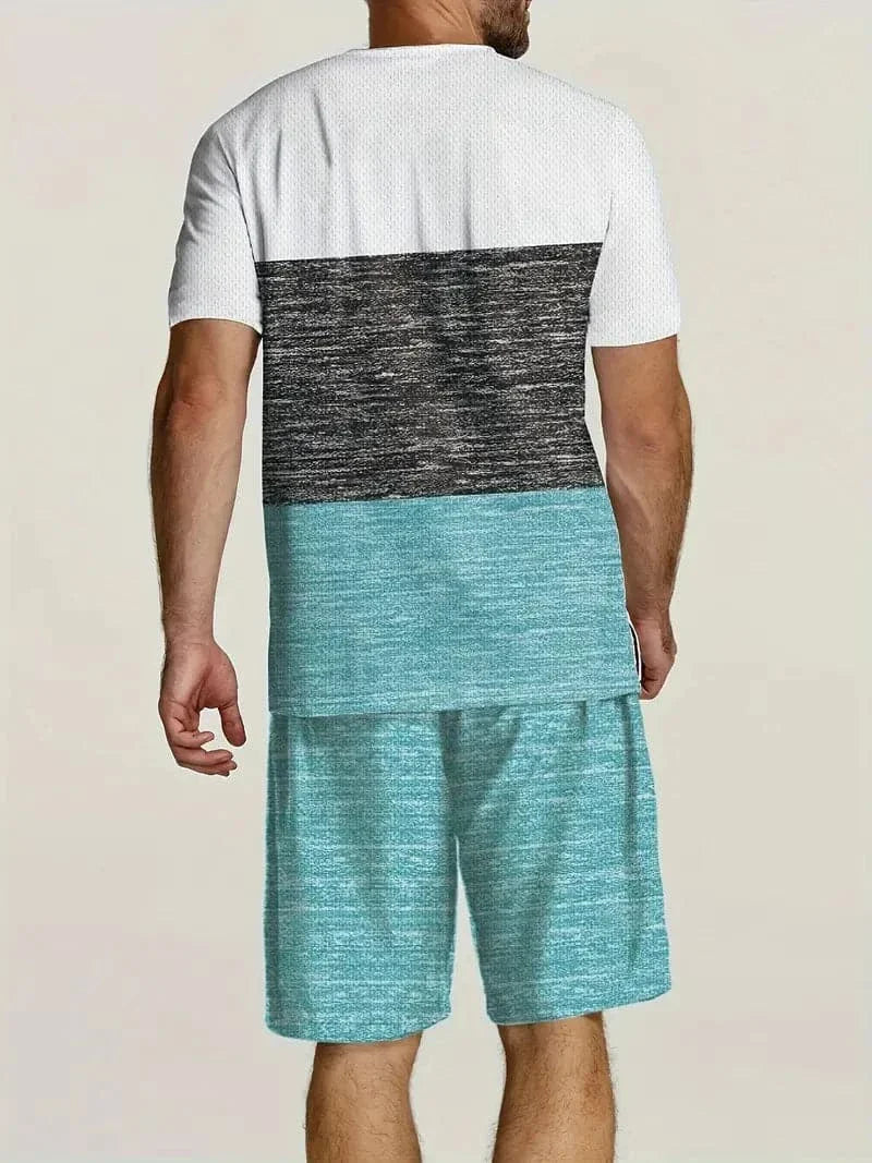 Men's Set - Graphic T-shirt & Shorts - Slim Fit - Breathable Cotton - Summer Look