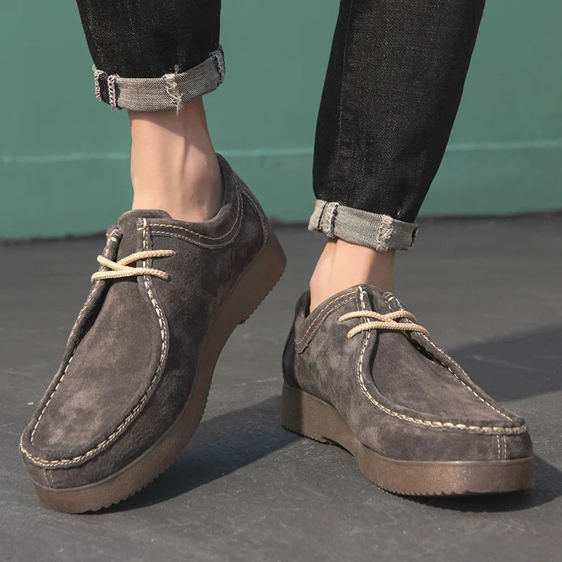 Men's Shoes - Suede Look - Comfortable Rubber Sole - Casual Lace-up Shoes