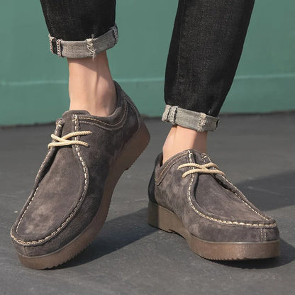 Men's Shoes - Suede Look - Comfortable Rubber Sole - Casual Lace-up Shoes