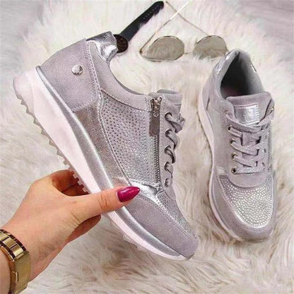Women's Sneakers - Breathable Design - Lace-Up & Zipper - Comfortable Sole for Everyday