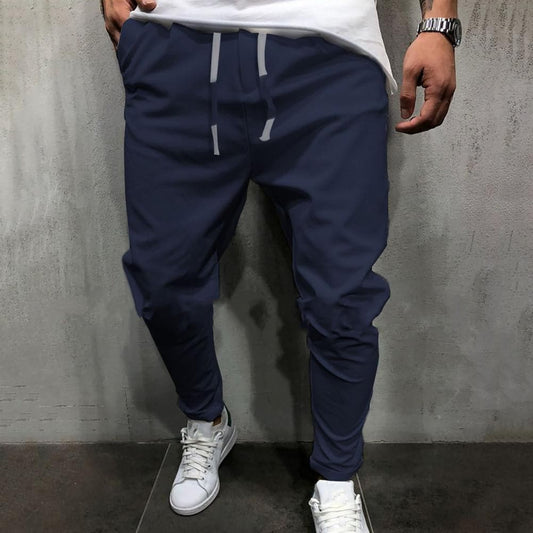 Men's Jogging Pants - Slim Fit - Elastic Waist with Drawstring - Ribbed Cuffs - Casual Sport