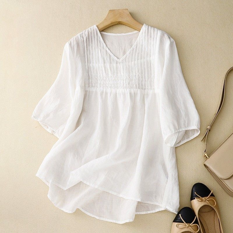 Relaxed Fit Pleated Blouse for Women – Comfortable Casual Style