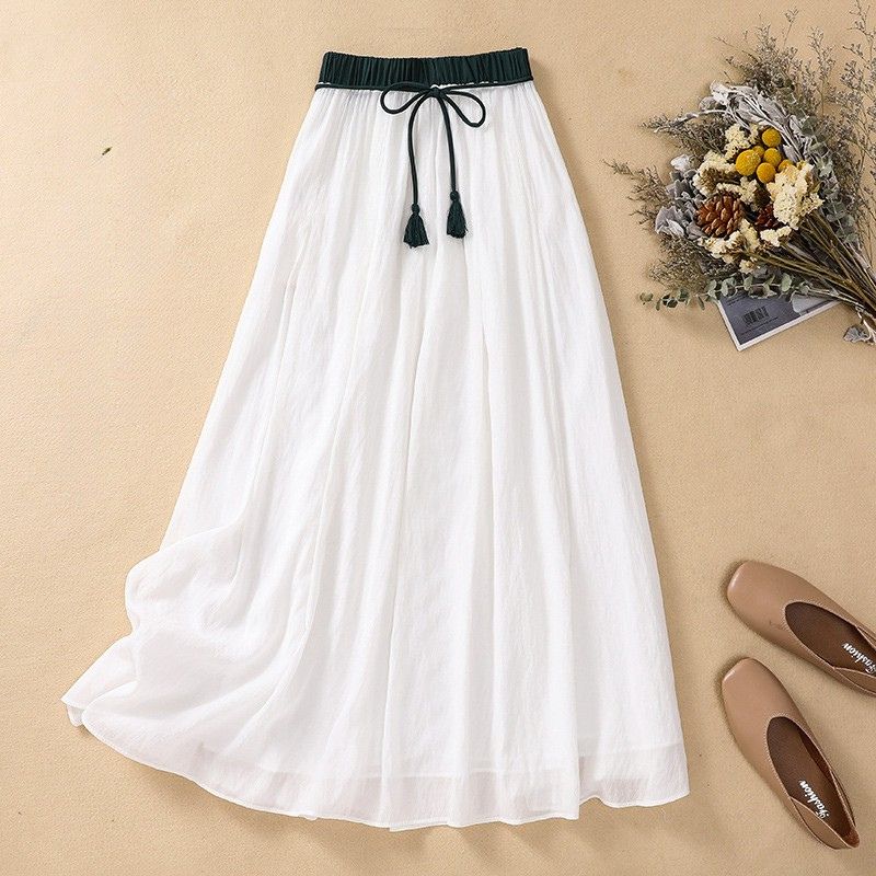 Pleated A-Line Maxi Skirt for Women – Comfortable Casual Style