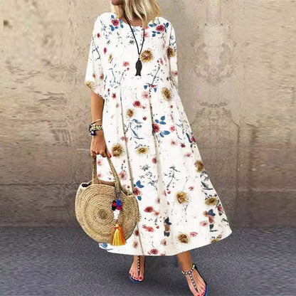 Josiane - Elegant long dress with floral patterns