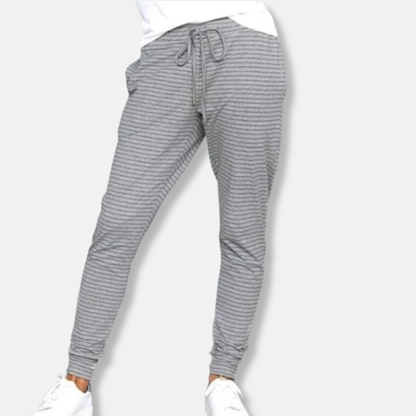 Women's Jogging Pants - Soft Cotton Blend - Tapered Fit - Adjustable Waist - Side Pockets
