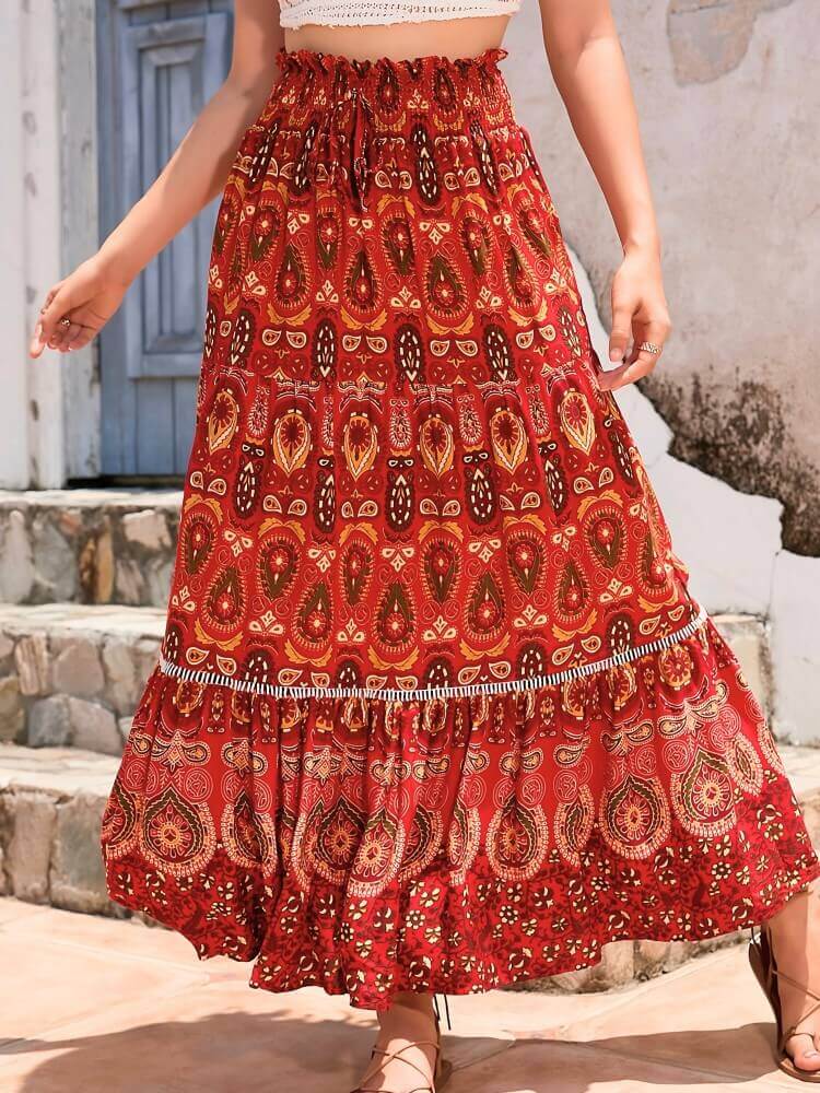 Women's Maxi Skirt – Bohemian Style – Lightweight Breathable Fabric – Flowy and Comfortable