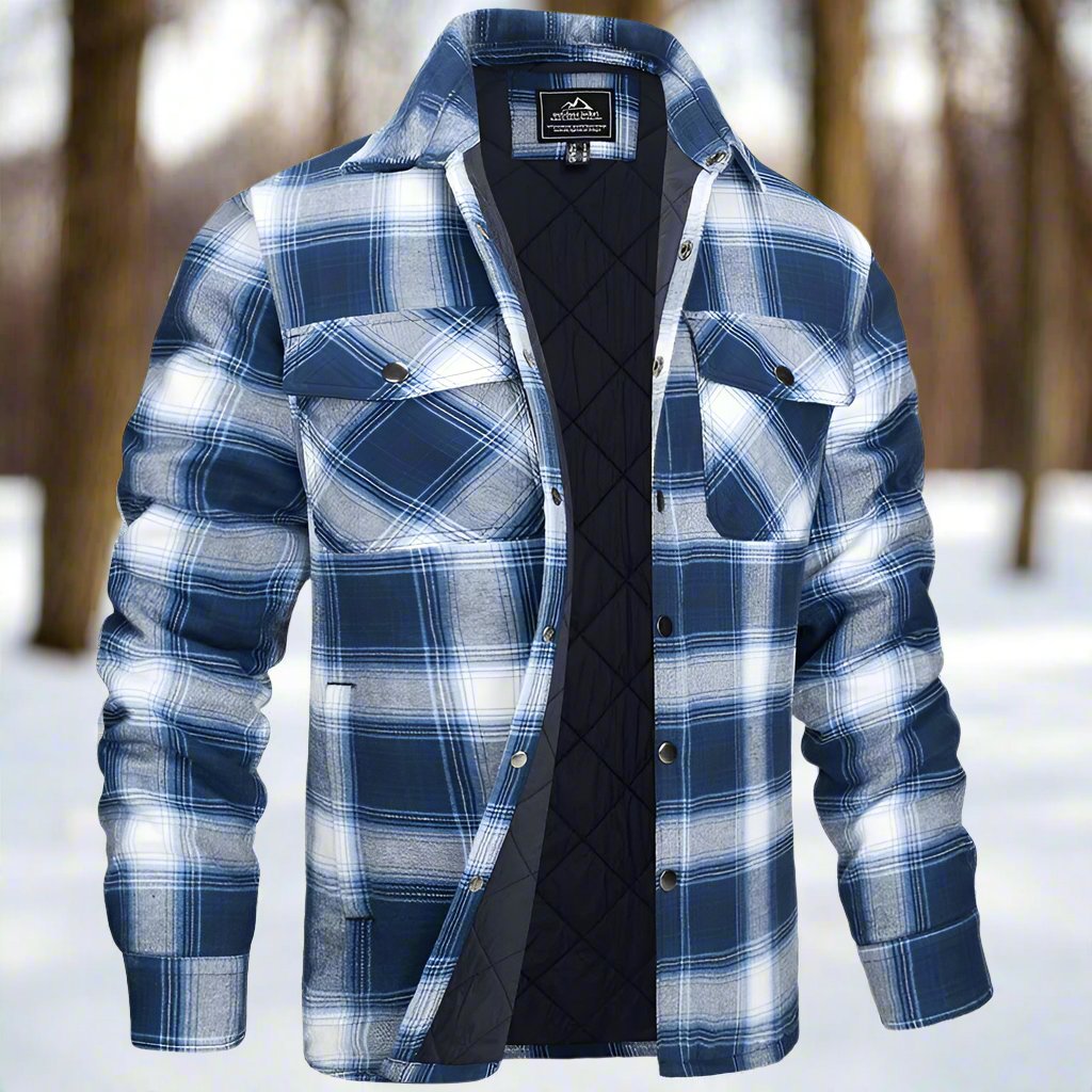 Oliver Quilted Check Relaxed Fit Shirt Jacket | Snap Closure Chest Pockets Shirt Jacket