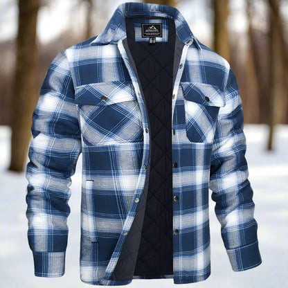 Oliver Quilted Check Relaxed Fit Shirt Jacket | Snap Closure Chest Pockets Shirt Jacket