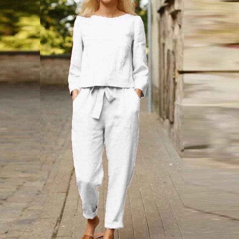 Women's Loungewear Set - Lightweight Linen - Relaxed Fit - Blouse & Pants