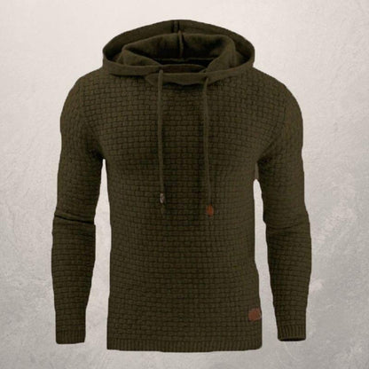 Men's Sweater - Knitted With Texture - Slim Fit - Hood With Drawstring - Long Sleeves