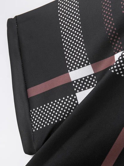 Men's Polo Shirt - Slim Fit - Short Sleeve - Classic Collar - Checkered Design