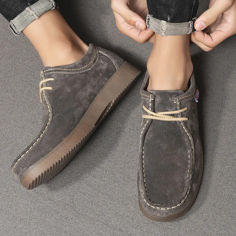 Men's Shoes - Suede Look - Comfortable Rubber Sole - Casual Lace-up Shoes