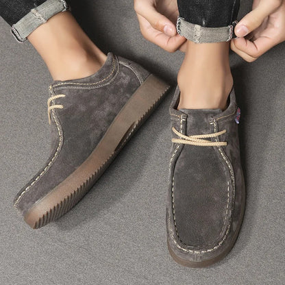 Men's Shoes - Suede Look - Comfortable Rubber Sole - Casual Lace-up Shoes
