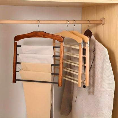 Contemporary Oak Multi-Bar Pants Hanger