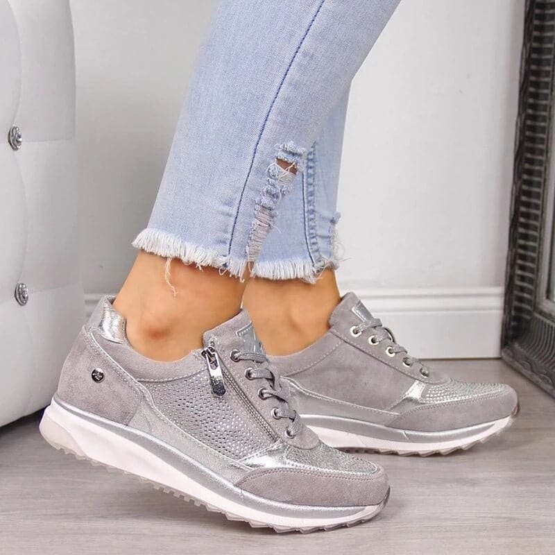 Women's Sneakers - Breathable Design - Lace-Up & Zipper - Comfortable Sole for Everyday
