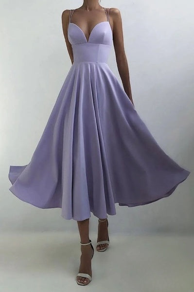 Esmée - Elegant Midi Dress with Spaghetti Straps for Special Occasions