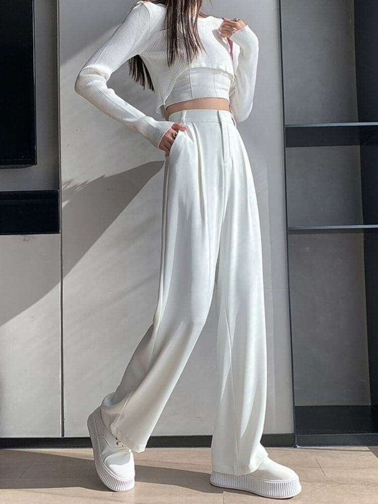 Women's Pants - High Waist Wide Leg - Elegant Fit - Comfortable Lightweight Design