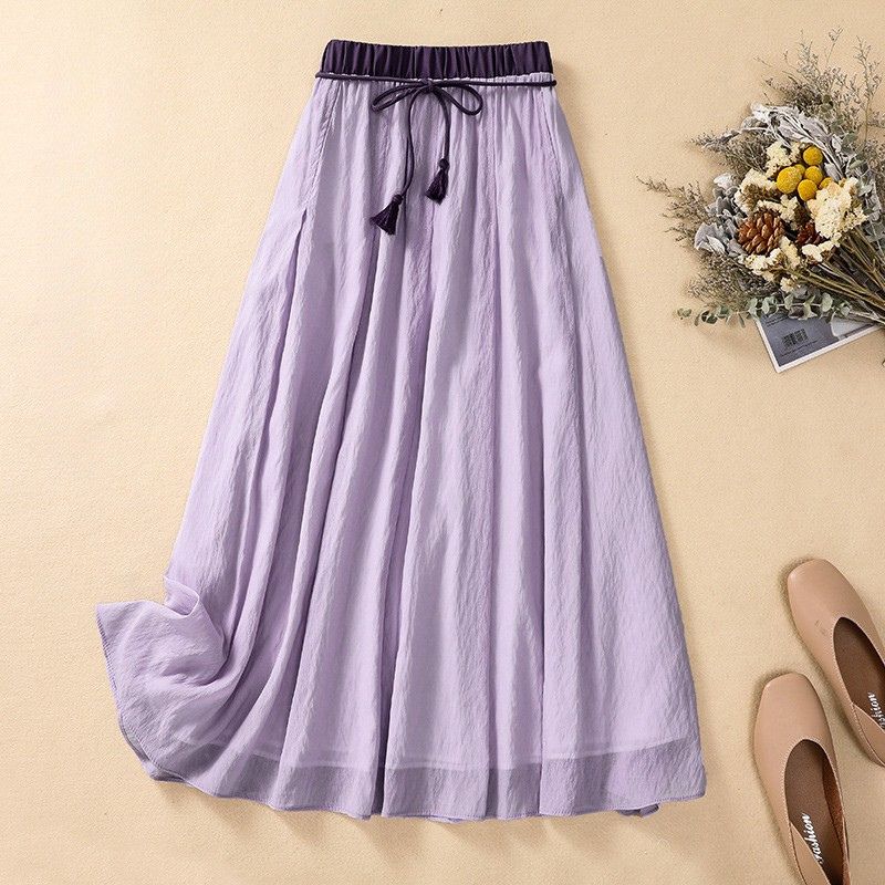 Pleated A-Line Maxi Skirt for Women – Comfortable Casual Style