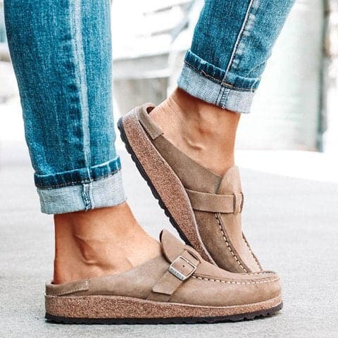 Women's Clogs - Soft Upper - Adjustable Strap - Cork Sole Comfort Slip-on