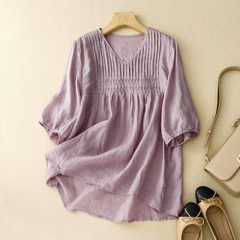 Relaxed Fit Pleated Blouse for Women – Comfortable Casual Style