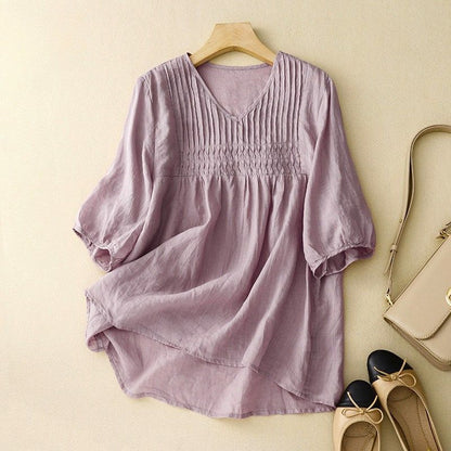 Relaxed Fit Pleated Blouse for Women – Comfortable Casual Style