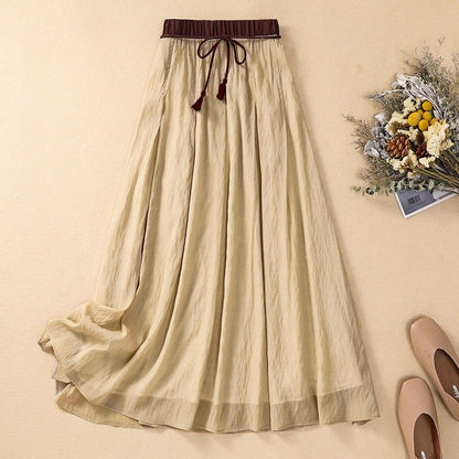 Pleated A-Line Maxi Skirt for Women – Comfortable Casual Style