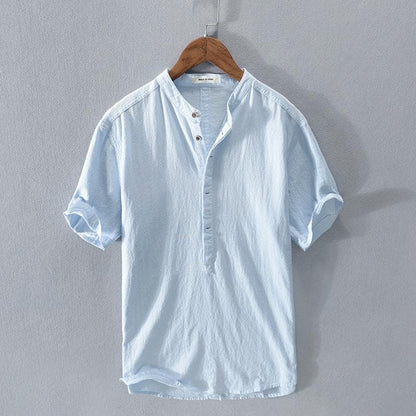 Men's Shirt - Light and Breathable - Henley Collar - Short Sleeve - Casual Fit