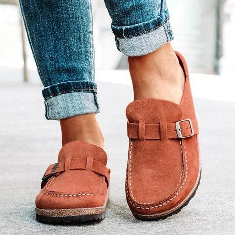 Women's Clogs - Soft Upper - Adjustable Strap - Cork Sole Comfort Slip-on